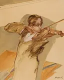 Claude Weisbuch, Violinist, Oil on canvas