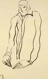 Sanyu, Lady in Blouse, 1920s-1930s, Ink on paper