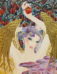 Toul Otsuki, Forbidden Fruit, 2014, Oil, acrylic and gold leaf on canvas