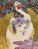 Toul Otsuki, Forbidden Fruit, 2014, Oil, acrylic and gold leaf on canvas