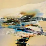 Chuang Che, Misty River, Layered Peaks, 1989, Acrylic on canvas