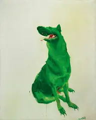 Green Dog by Zhou Chunya, 2009, Oil on canvas, sold Jun 2017