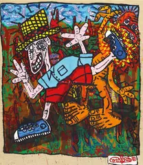 Robert Combas, Untitled (Coup de pied dans la gueule.), 1983, Acrylic on canvas