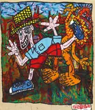 Robert Combas, Untitled (Coup de pied dans la gueule.), 1983, Acrylic on canvas
