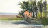 Shiy De-jinn, Old House, Wuchi, 1978, Watercolor on paper