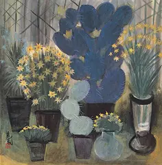 Lin Fengmian, Potted Cactus, 1964, Ink and color on paper