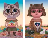 Chang Chia-ying, Variable Series - The Booted Cat and One Lover; Little Fox and Clown, 2012；2015<br /><br />Acrylic on canvas
