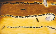 Pagodas by Su Wong-shen, 2003, Mixed media on canvas, sold Dec 2008