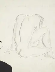Sanyu, Seated Male Nude, 1920s-1930s, Charcoal on paper