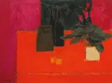 Bernard Cathelin, Nature morte aux cyclamens rouges, 1986, Oil on canvas