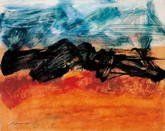 Abstract by John Way, 1979, Oil on paper board, sold Apr 2004