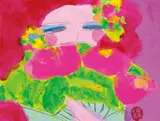 Walasse Ting, Beauty With a Fan, 1980, Ink and color on paper