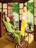 Shuai Mei, Light Reading, 2001, Tempera on canvas