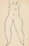Joyful Nude by Sanyu, c. 1929, Charcoal and ink on paper, sold Dec 2014
