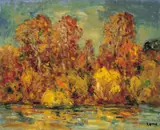 Sanlang Yang, Reflection on the Lake, Oil on canvas