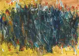 T'ang Haywen, Composition with Yellow, Green and White (diptych), Acrylic and gouache on paper