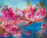 Zhou Chunya, Peach Blossoms Series – Glamorous Lake, 2006, Oil on canvas