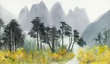 Shiy De-jinn, Lishan Scenery, 1981, Watercolor on paper