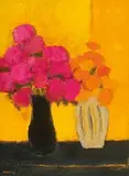 Bernard Cathelin, Hortensias et Roses d’Inde, 1997, Oil on canvas