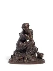 Pierre Alexandre Schoenewerk, Femme à la cruche symbolisant un fleuve (A Nymph by a stream, Arethusa), Conceived in 19th century, Bronze