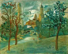 Yun Gee, Central Park (New York), 1940, Oil on canvas