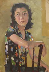 Xu Beihong, Portrait of Mrs Lu Yun Tao (small draft), 1939, Oil on cardboard mounted onto canvas