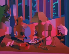 Domestic Landscape by Jonathan Chapline, 2017, Acrylic and flashe on panel, sold Dec 2023