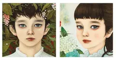 Shade ; Bloom  ( a set of 2) by Iida Kiriko, 2020, Acrylic on canvas, sold Dec 2022