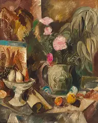 Vase de fleurs et coupe de fruits by Charles Dufresne, Oil on canvas, offered Nov 2016