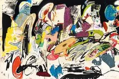 Untitled by Eddie Martinez, 2015, Oil, acrylic, silkscreen, ink, enamel and spray paint on canvas, sold Dec 2020