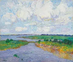Sun Yuntai, Landscape with Green Cloud, 1995, Oil on canvas