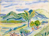 Kuo Po-Chuan, Landscape, 1948, Oil on paper