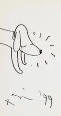 Autograph by Yoshitomo Nara, 1999, Marker pen on paper, sold Jun 2023