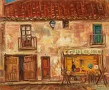 Sanlang Yang, European Street Scene, Oil on canvas