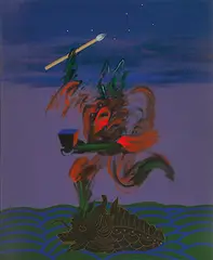 Hsia Yan, The God of Achievements, 1990, Acrylic on canvas