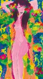 Jolie Dame by Walasse Ting, 1987, Acrylic and ink on rice paper, sold May 2012