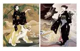 Miki Katoh, Dragon Tiger(a set of 2), 2018, Wood panel, Watson paper, Gouache