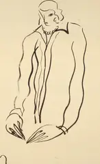 Lady in Blouse by Sanyu, 1920s-1930s, Ink on paper, sold Jun 2019
