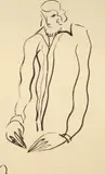 Sanyu, Lady in Blouse, 1920s-1930s, Ink on paper