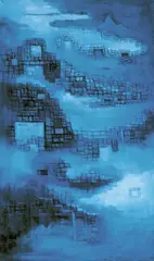 Chua Hu, Blue China-The Great Wall, 1977, Oil on canvas