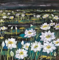 Lin Fengmian, Lotus, c. 1977-1979, Mounted scroll, ink and color on paper