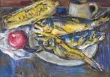 Chang Wan-chuan, Yellow Croaker, 1968, Oil on cardboard