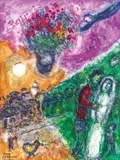 Marc Chagall, Scène de village, 1982, Tempera on board