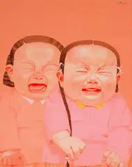 Yu Chen, Red Babies Series, 2006, Mixed media on canvas