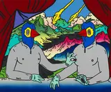 Chang Teng-Yuan, Parrotman and One of His Friends, 2022, Acrylic on canvas
