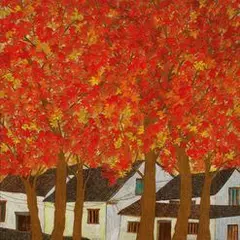 Wu Hao, Maple Leaves Are So Red Here, 1990, Oil on canvas