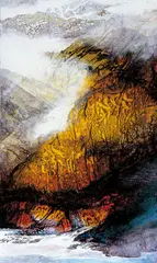 Jan Chin-shui, Running River, 2006, Mixed media on canvas