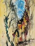 Pang Tseng-Ying, Landscape, 1966, Watercolor on paper