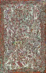 George Chann, Oracle Script Transformation, Oil on canvas, collage