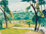 Lee Shih-chiao, Peitou Park, Watercolor on paper
